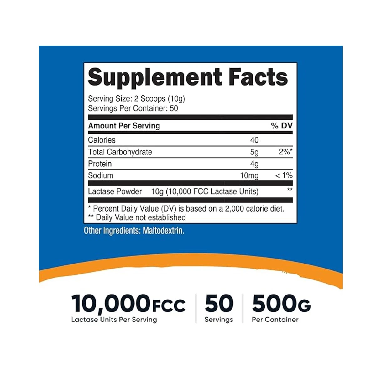 Nutricost Lactase 10000 FCC Units 500g Powder ingredients