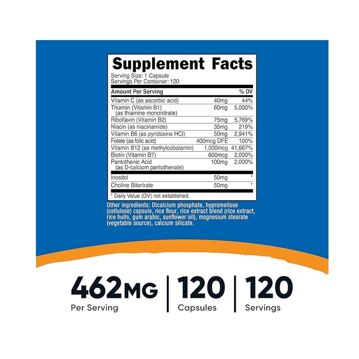 Nutricost Vitamin B Complex 462mg 120 Capsules ingredients