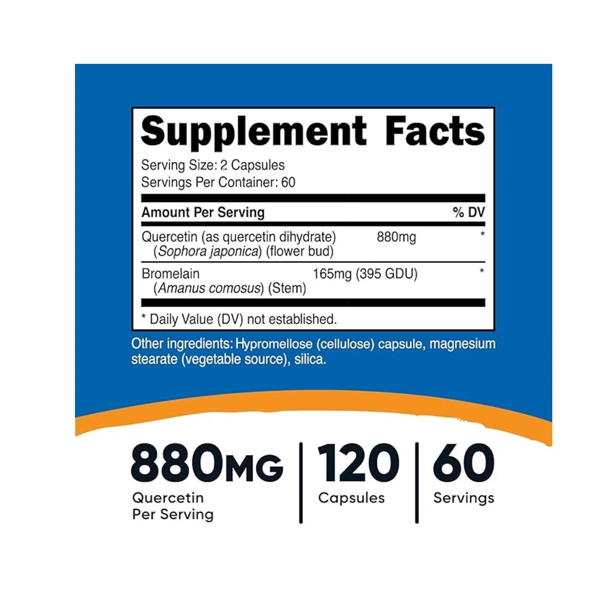 Nutricost Quercetin with Bromelain 880mg 120 Capsules ingredients