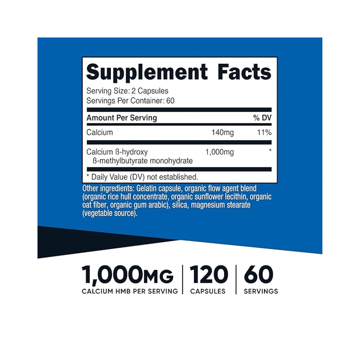 Nutricost Performance HMB 1000mg 120 Capsules ingredients