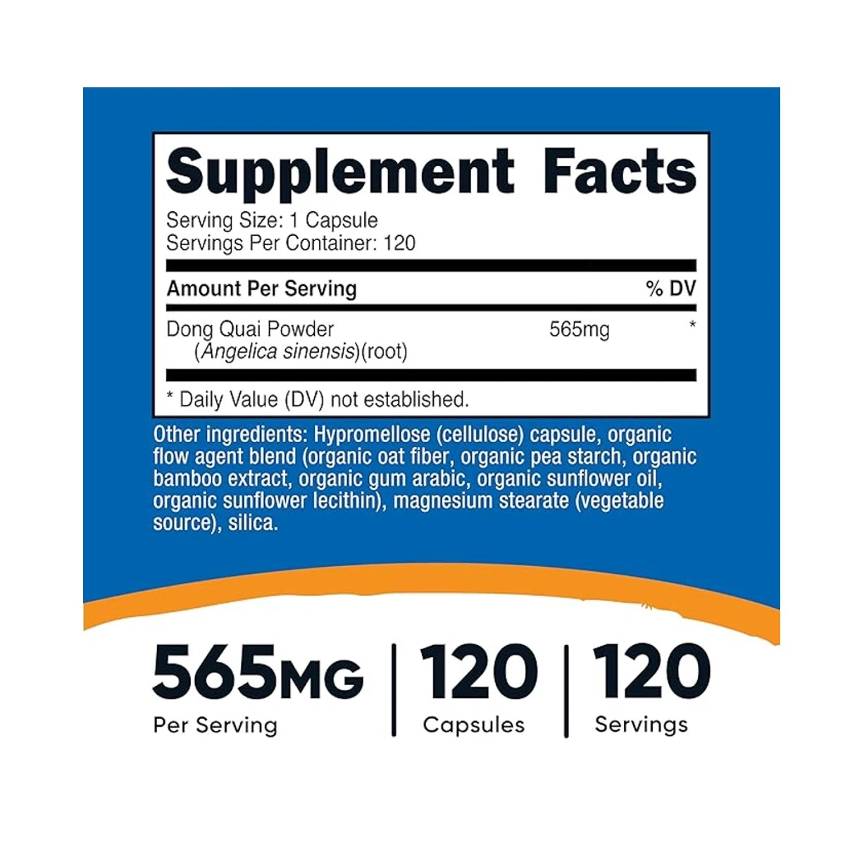 Nutricost Dong Quai (Angelica Sinensis) 565mg 120 Capsules ingredients