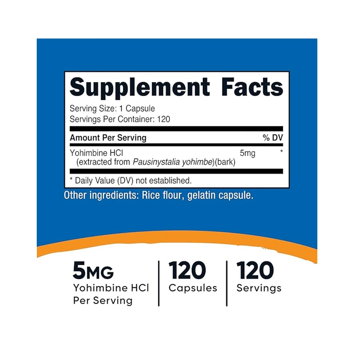Nutricost Yohimbine HCL 5mg 120 Capsules ingredients