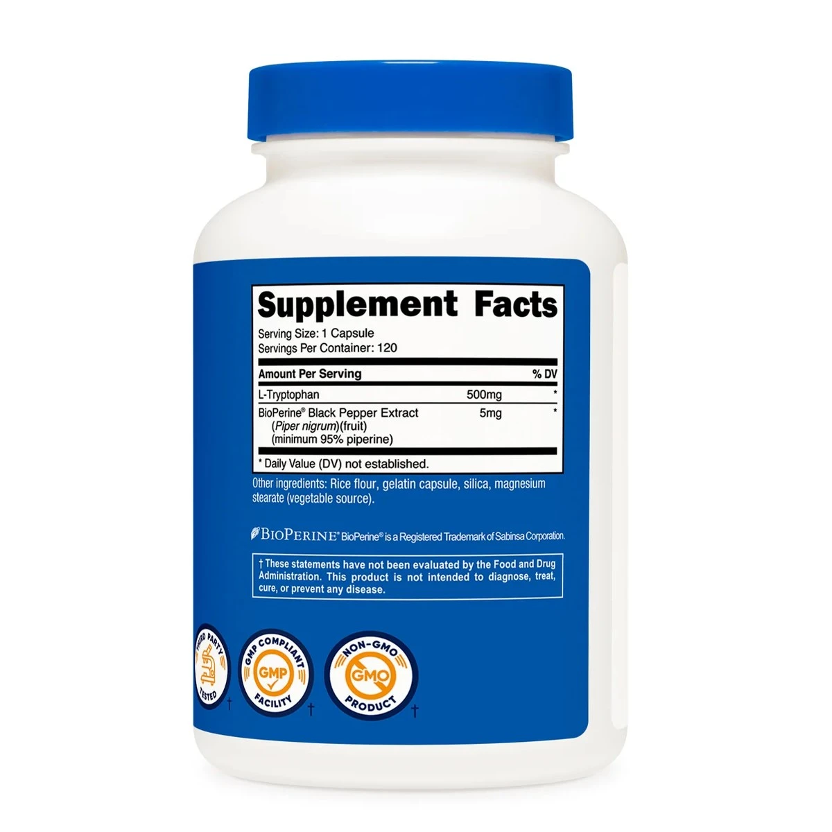 Nutricost L-Tryptophan 500mg 120 Capsules ingredients
