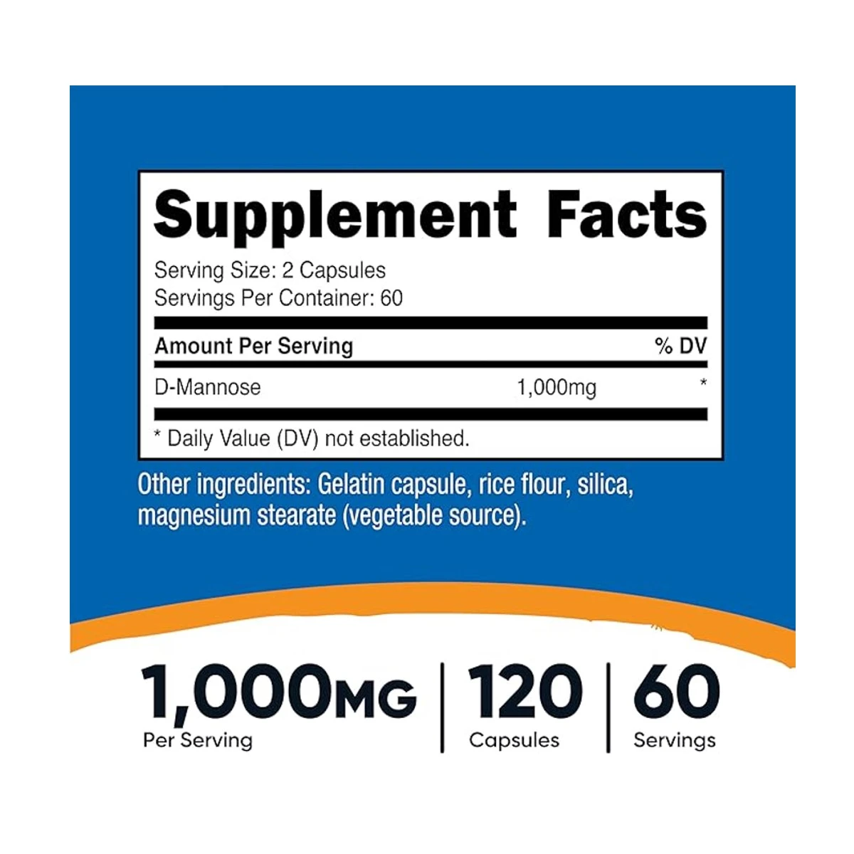 Nutricost D-Mannose 1000mg 120 Capsules ingredients