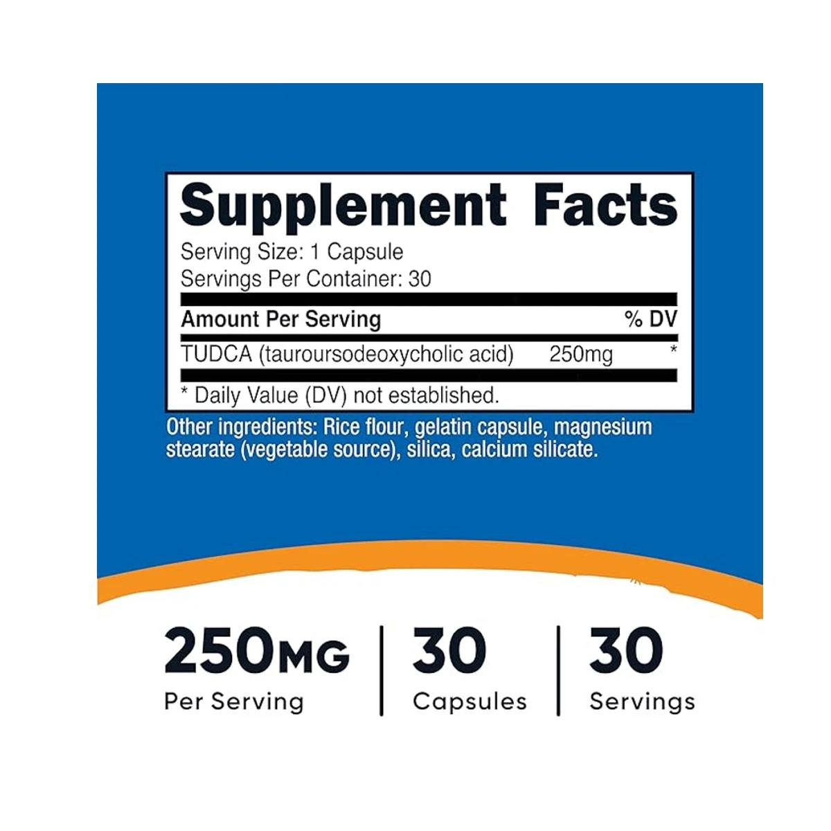 Nutricost TUDCA (Tauroursodeoxycholic Acid) 250mg 30 Capsules ingredients