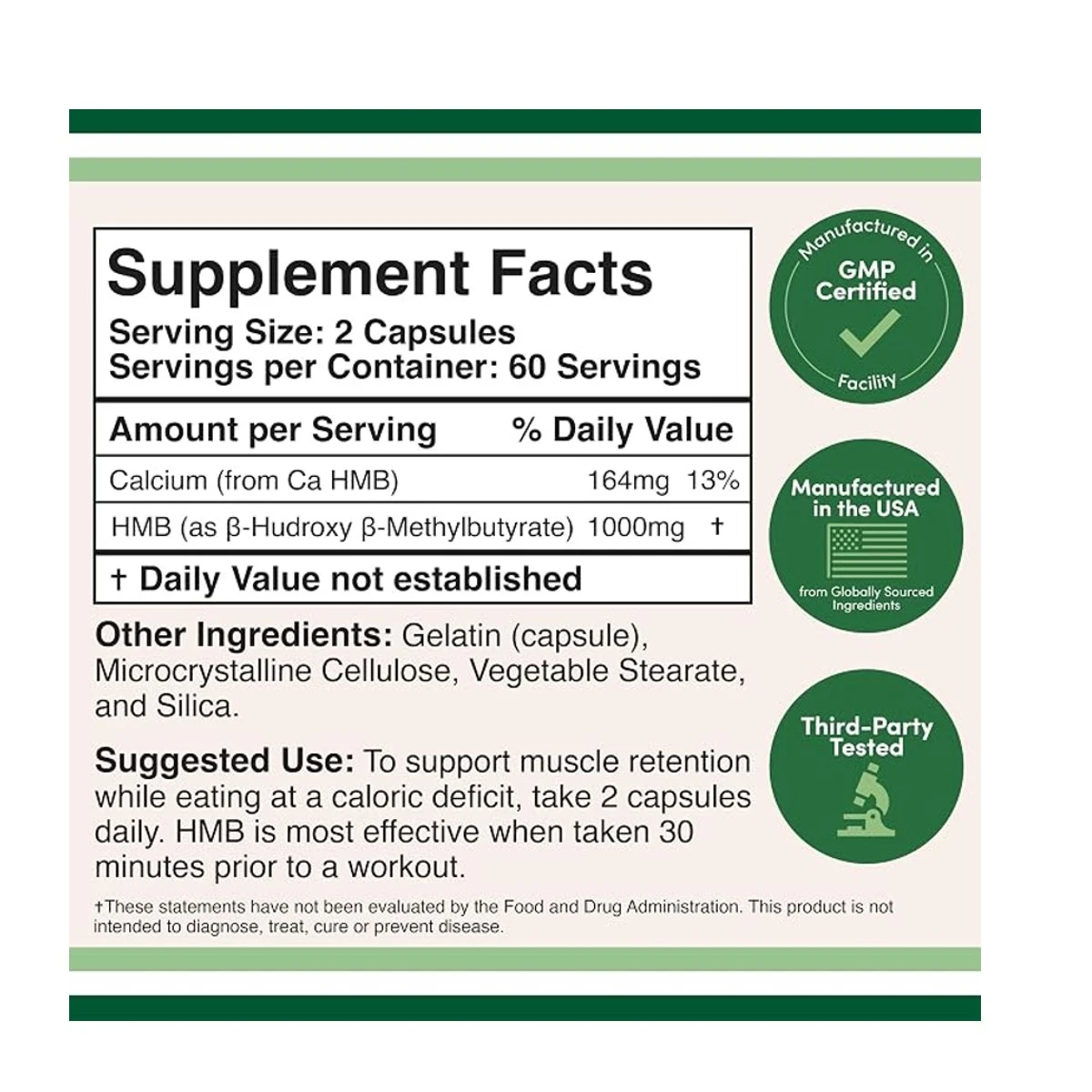 Double Wood Supplement HMB 1000mg 120 Capsule ingredients