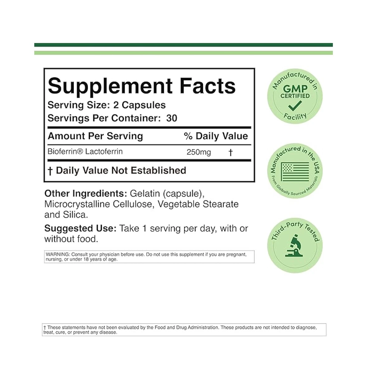 Double Wood Suplement Lactoferrin 250 Mg 60 Capsule ingredients