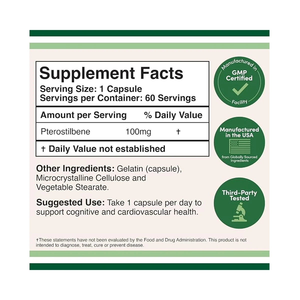Double Wood Suplement Pterostilbene 100mg 60 Capsule ingredients