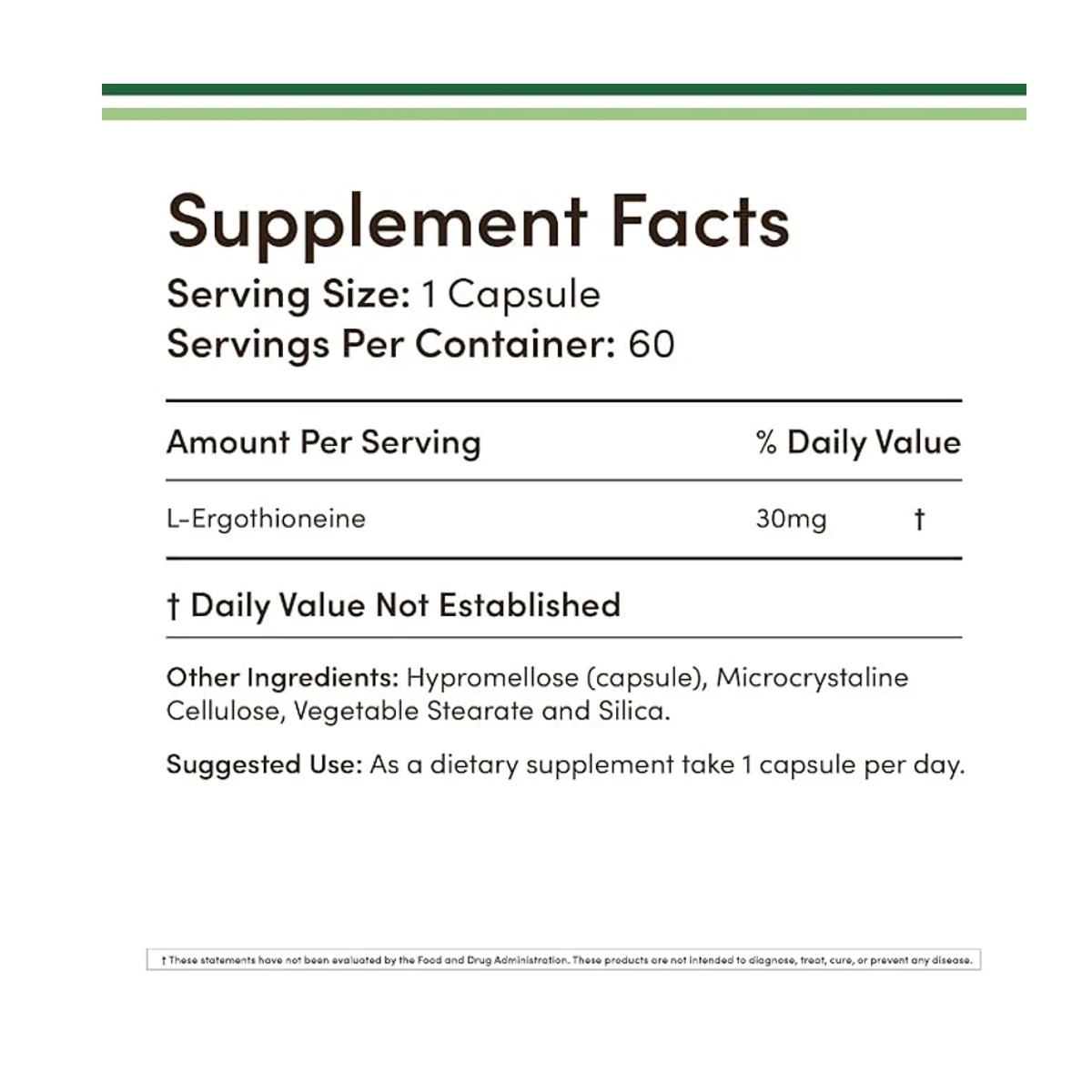 Double Wood Supplement L-Ergothioneine 30mg Per Serving 60 Capsules ingredients