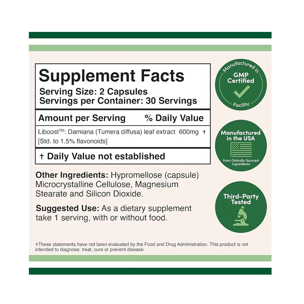 Double Wood Supplement Liboost For Women 600mg Per Serving 60 Capsules ingredients