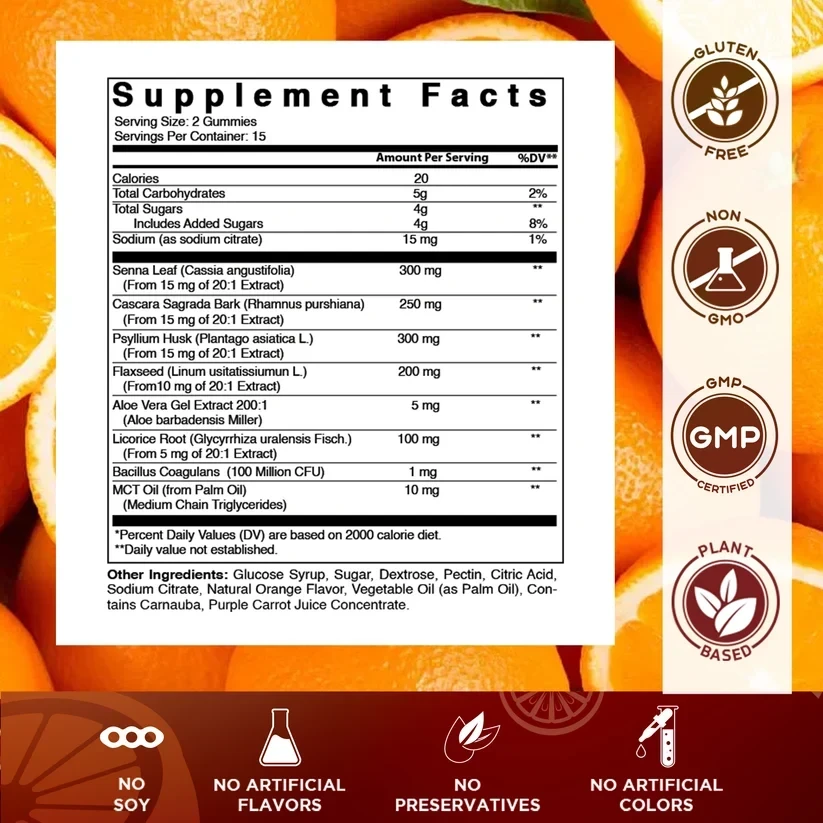 Vitamatic 15 Day Cleanse Gummies Natural Flavor Orange 30 Gummies ingredients