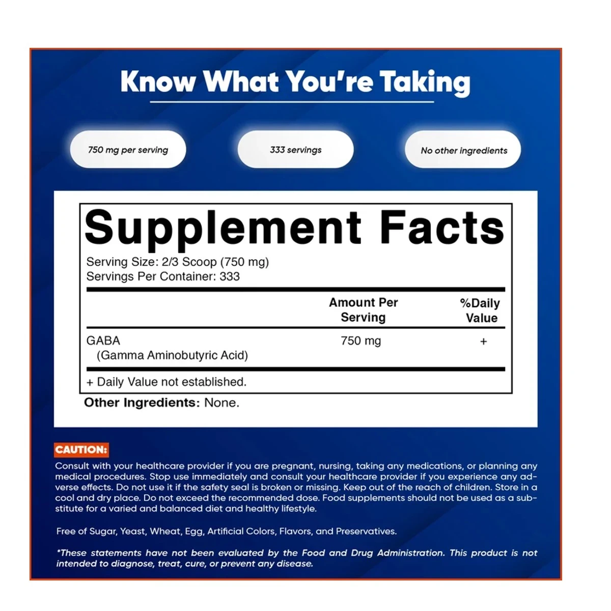 Vitamatic Gaba 250g 750mg 333 Powder ingredients