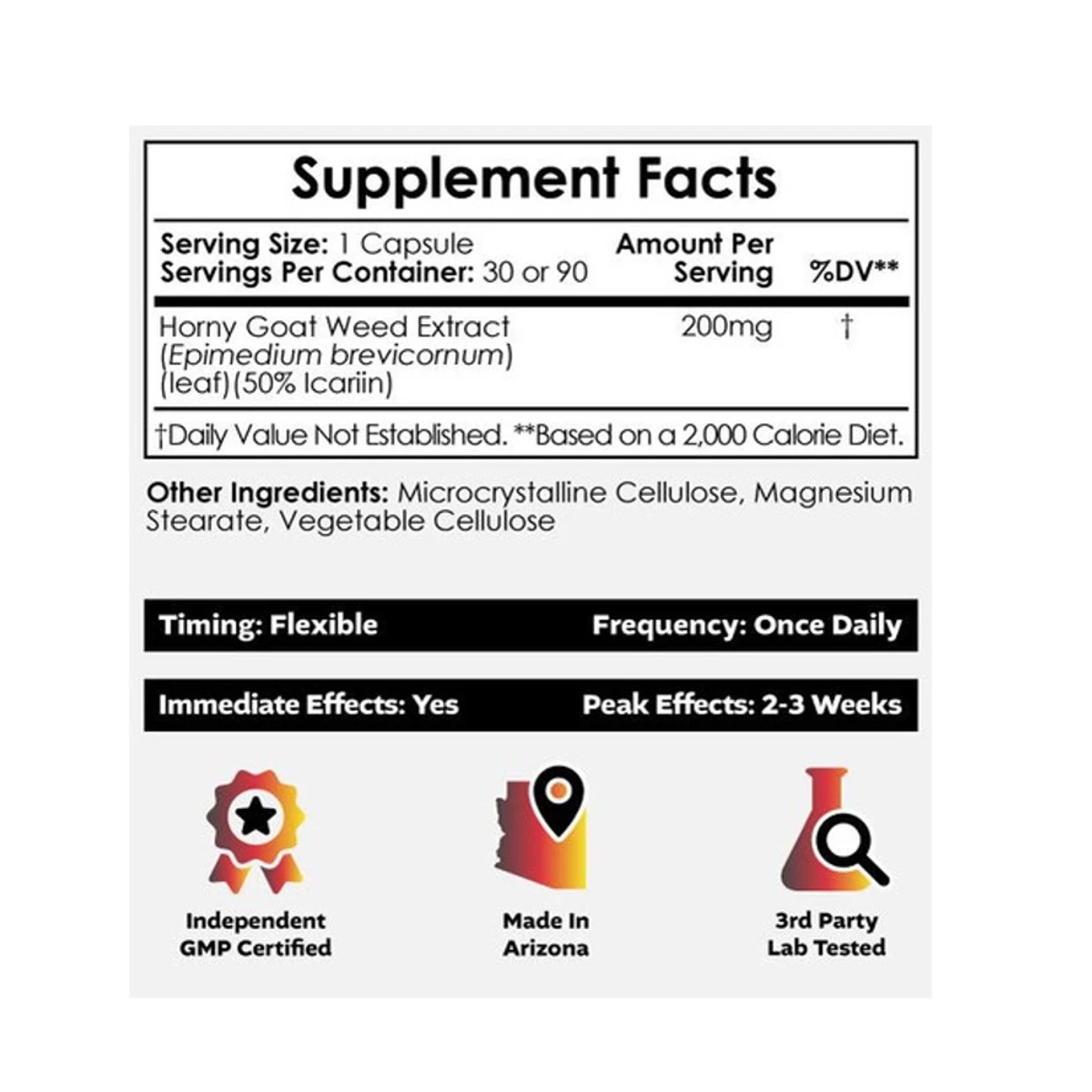 Nootropics Depot Horny Goat Weed 200mg 90 Capsules ingredients