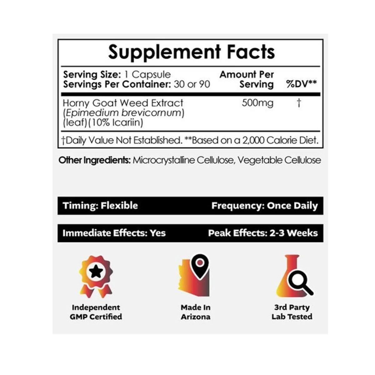 Nootropics Depot Horny Goat Weed 500mg 90 Capsules ingredients