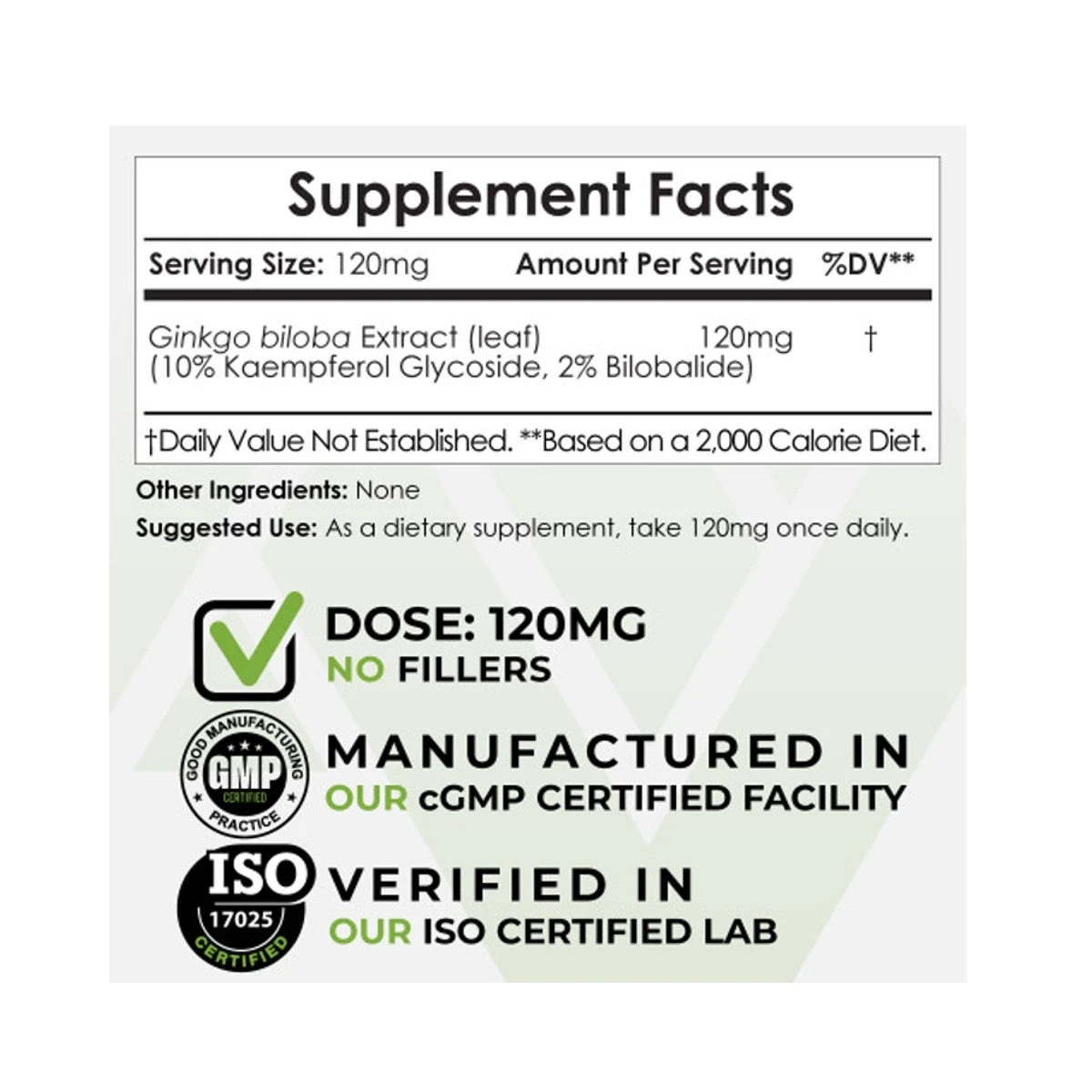 Nootropics Depot Ginkgo biloba Extract 30g Powder ingredients