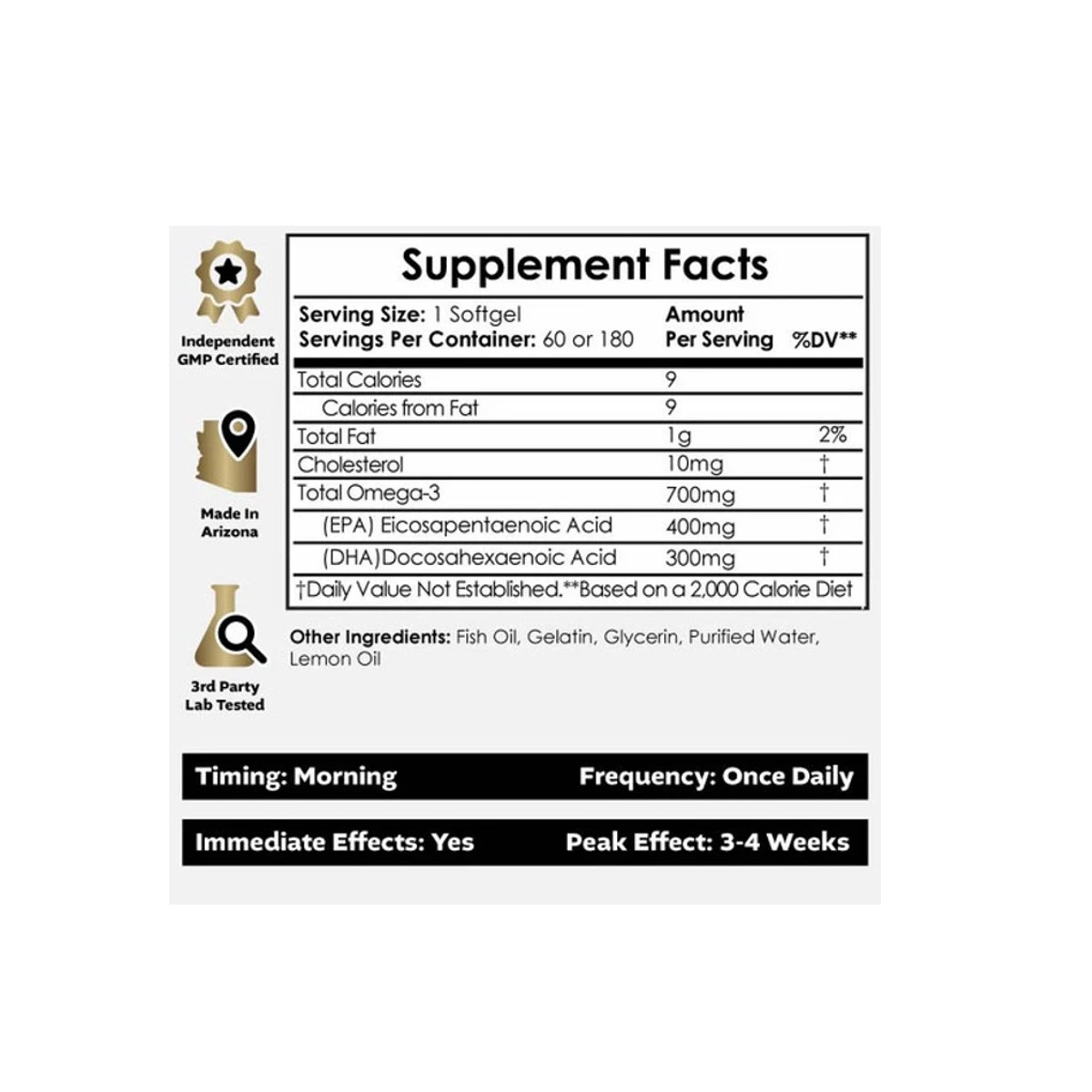 Nootropics Depot Omega-3 Fish Oil 1000mg 60 Softgels ingredients