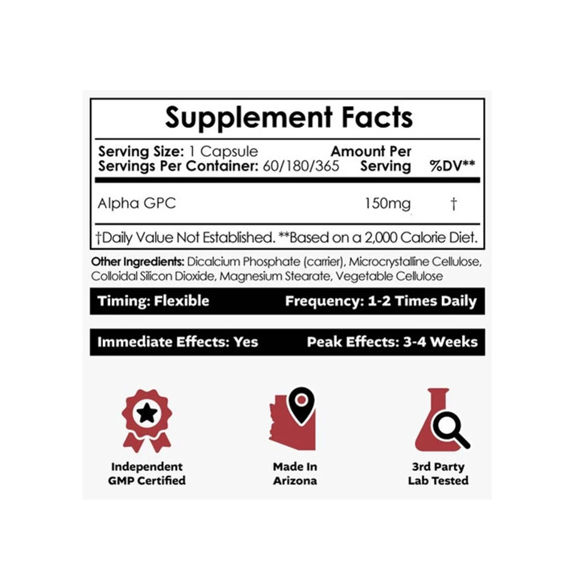 Nootropics Depot Alpha GPC 150mg 180 Capsules ingredients