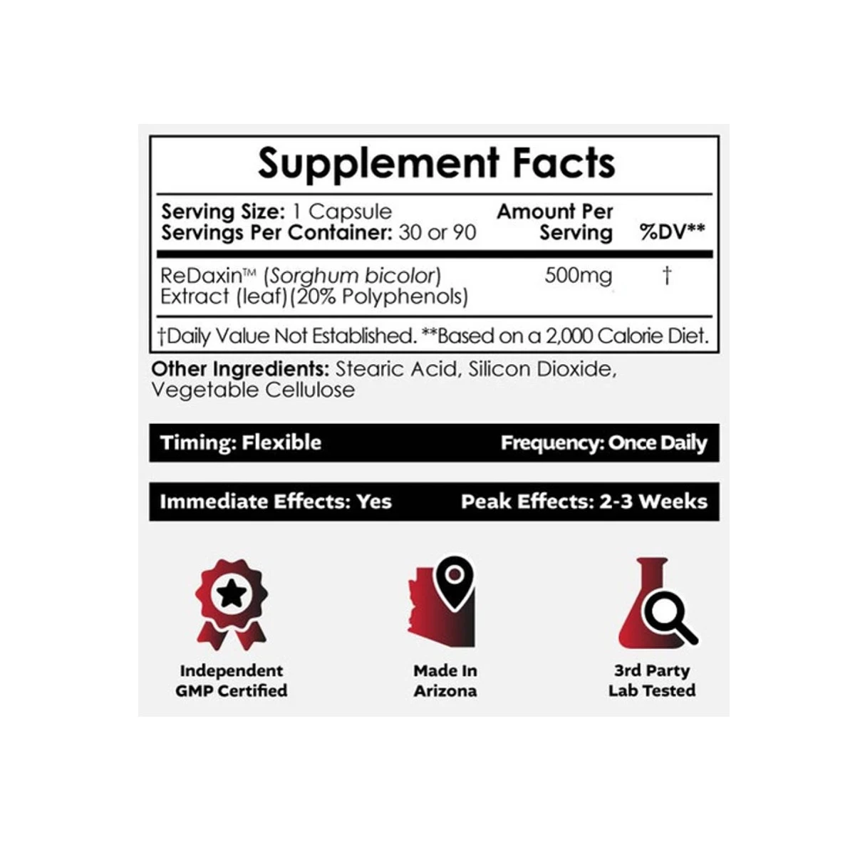 Nootropics Depot Redaxin Sorghum Bioflavonoid Complex 500mg 90 Capsules ingredients