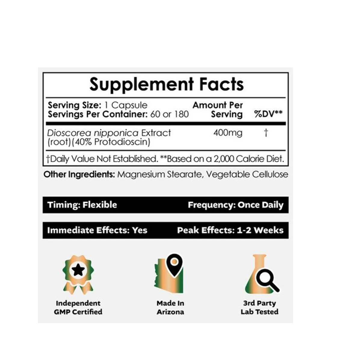 Nootropics Depot Dioscorea nipponica 400mg 180 Capsules ingredients