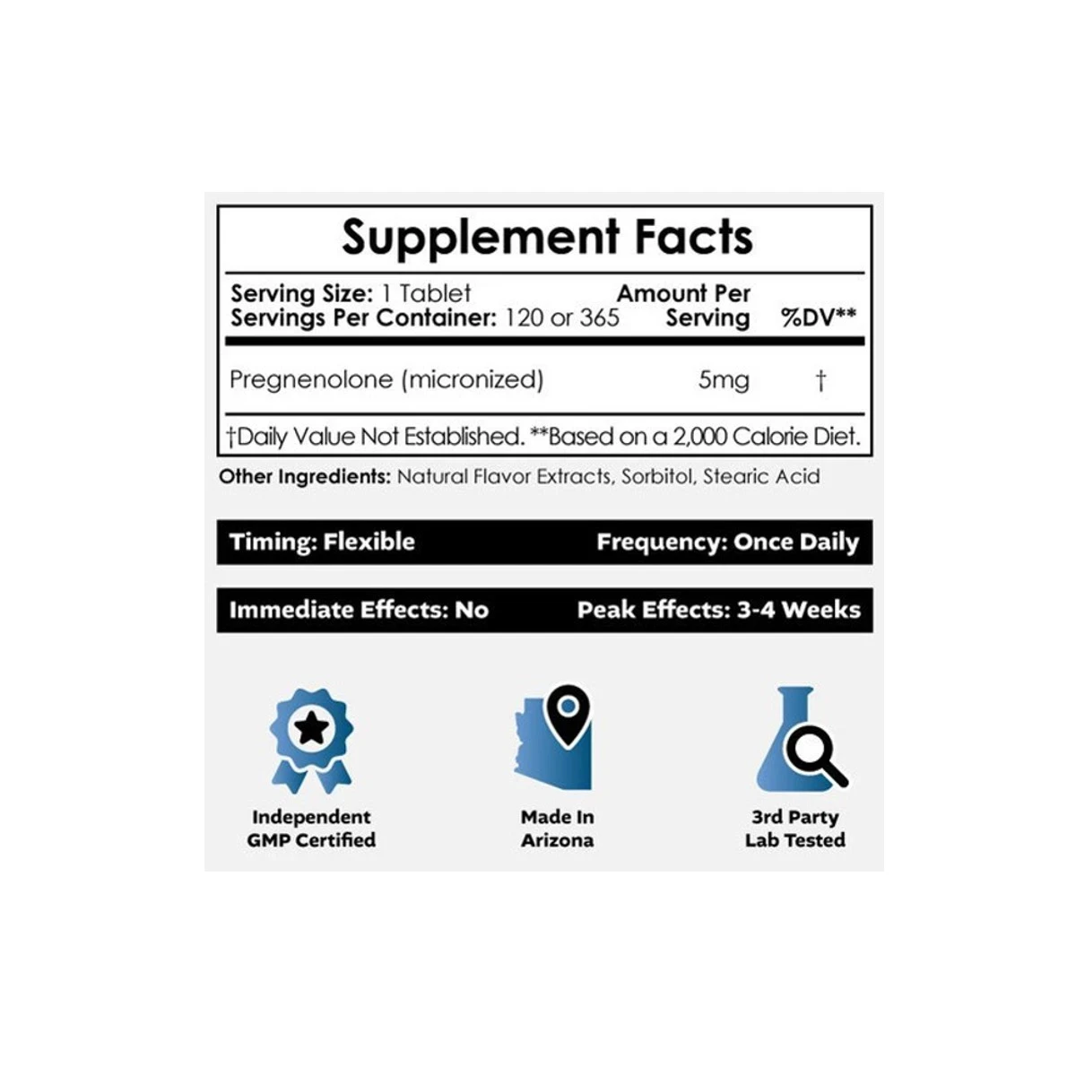 Nootropics Depot Micronized Pregnenolone 5mg 120 Tablets ingredients
