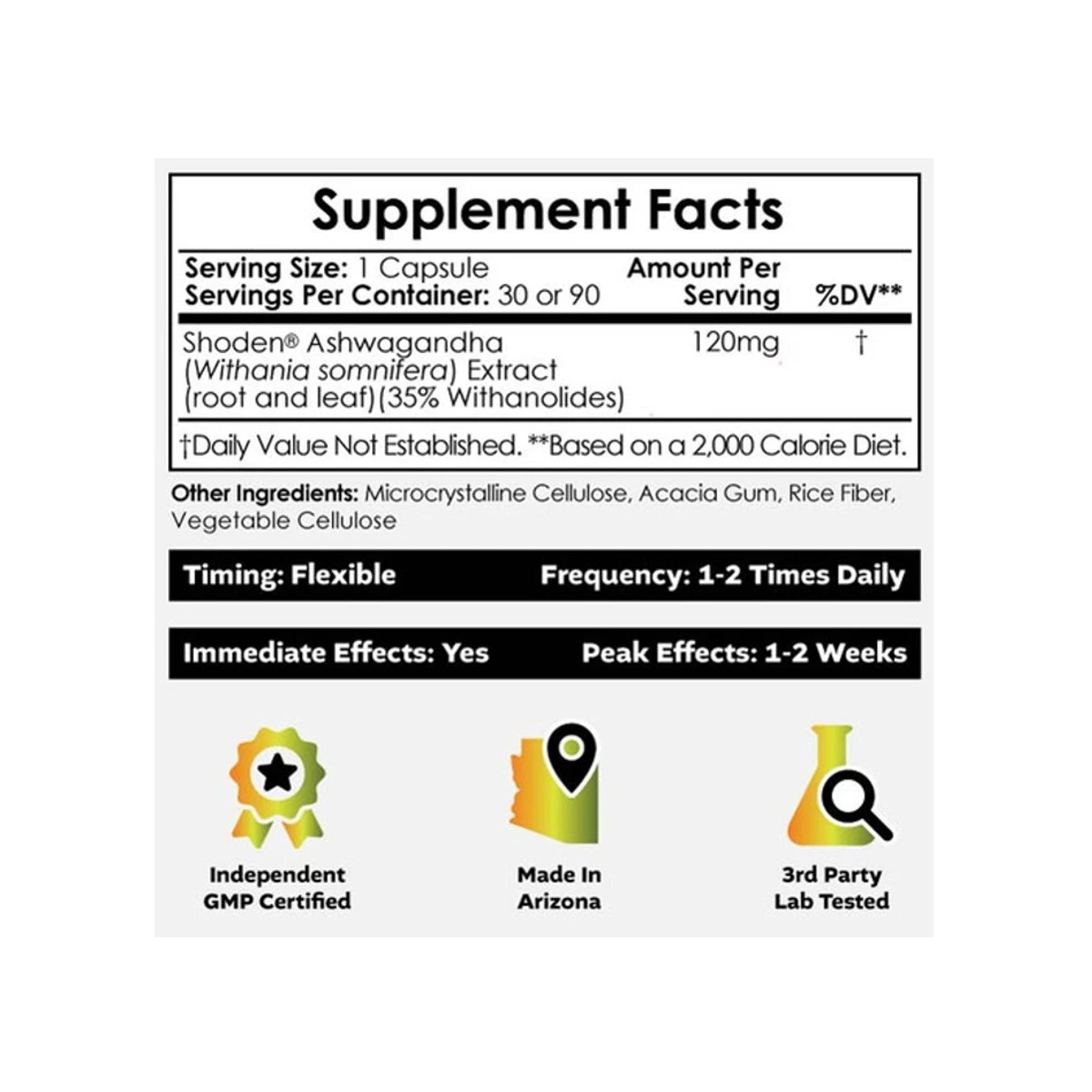 Nootropics Depot Shoden Ashwagandha 120mg 30 Capsules ingredients