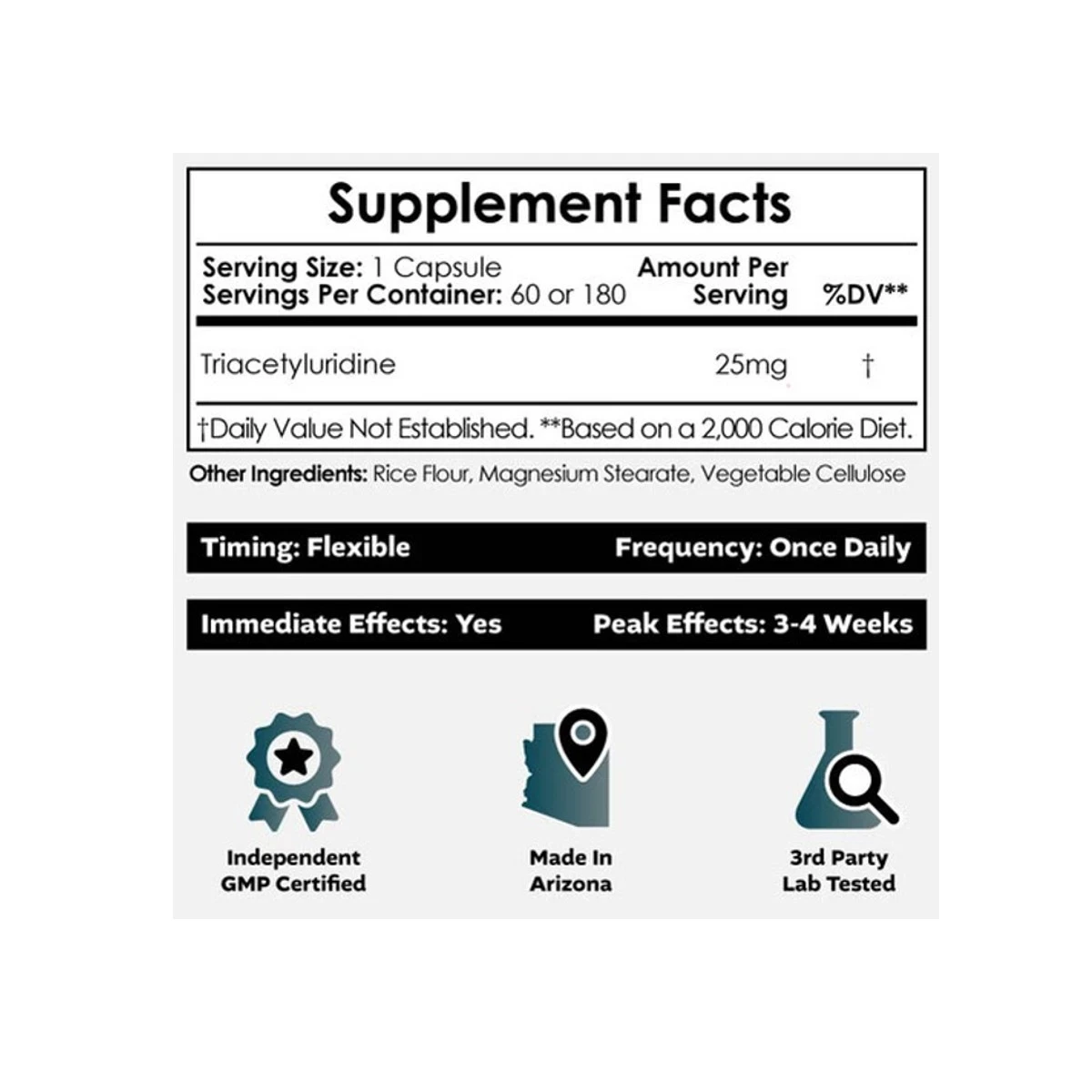 Nootropics Depot Triacetyluridine 25mg 60 Capsules ingredients