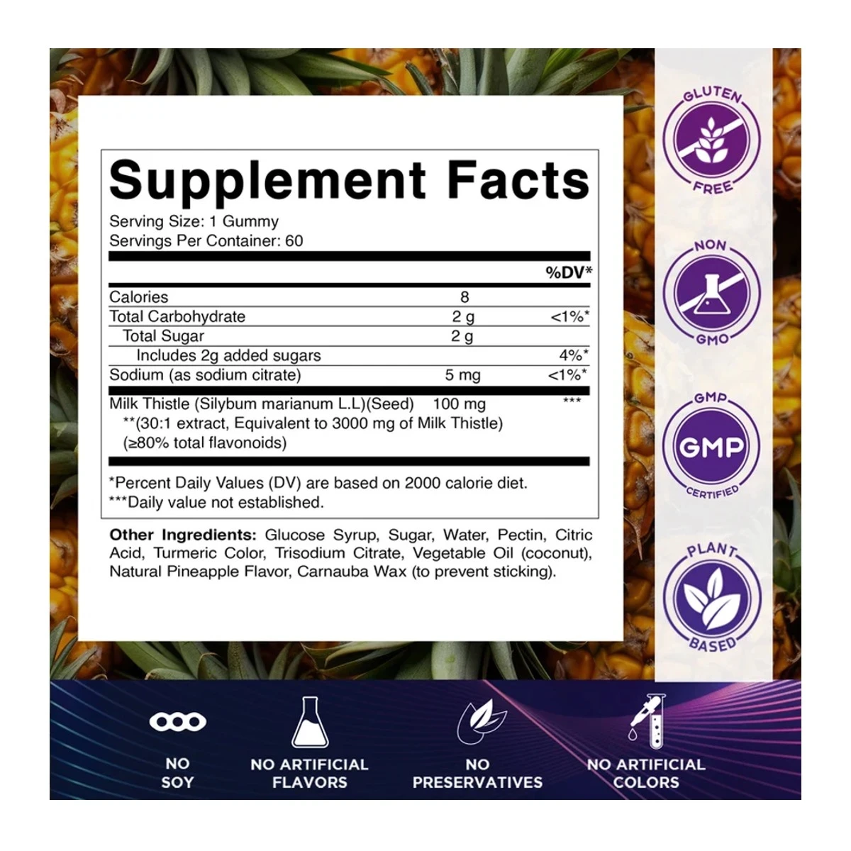 Vitamatic Milk Thistle Gummies 3000mg 60 Gummies ingredients