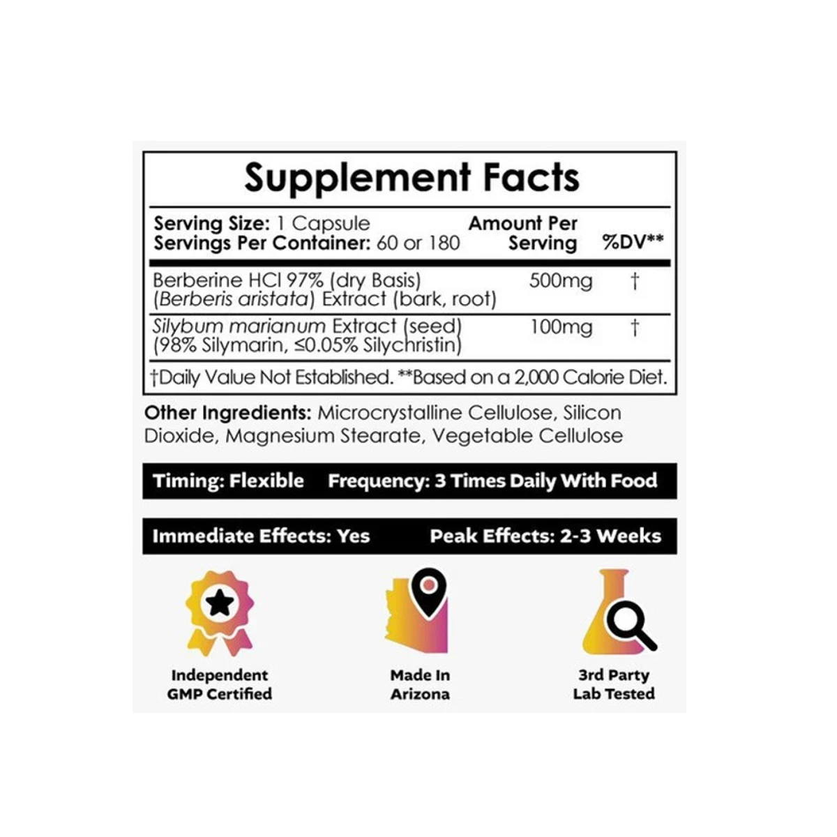Nootropics Depot Berberine + Silymarin 60 Servings Capsules ingredients