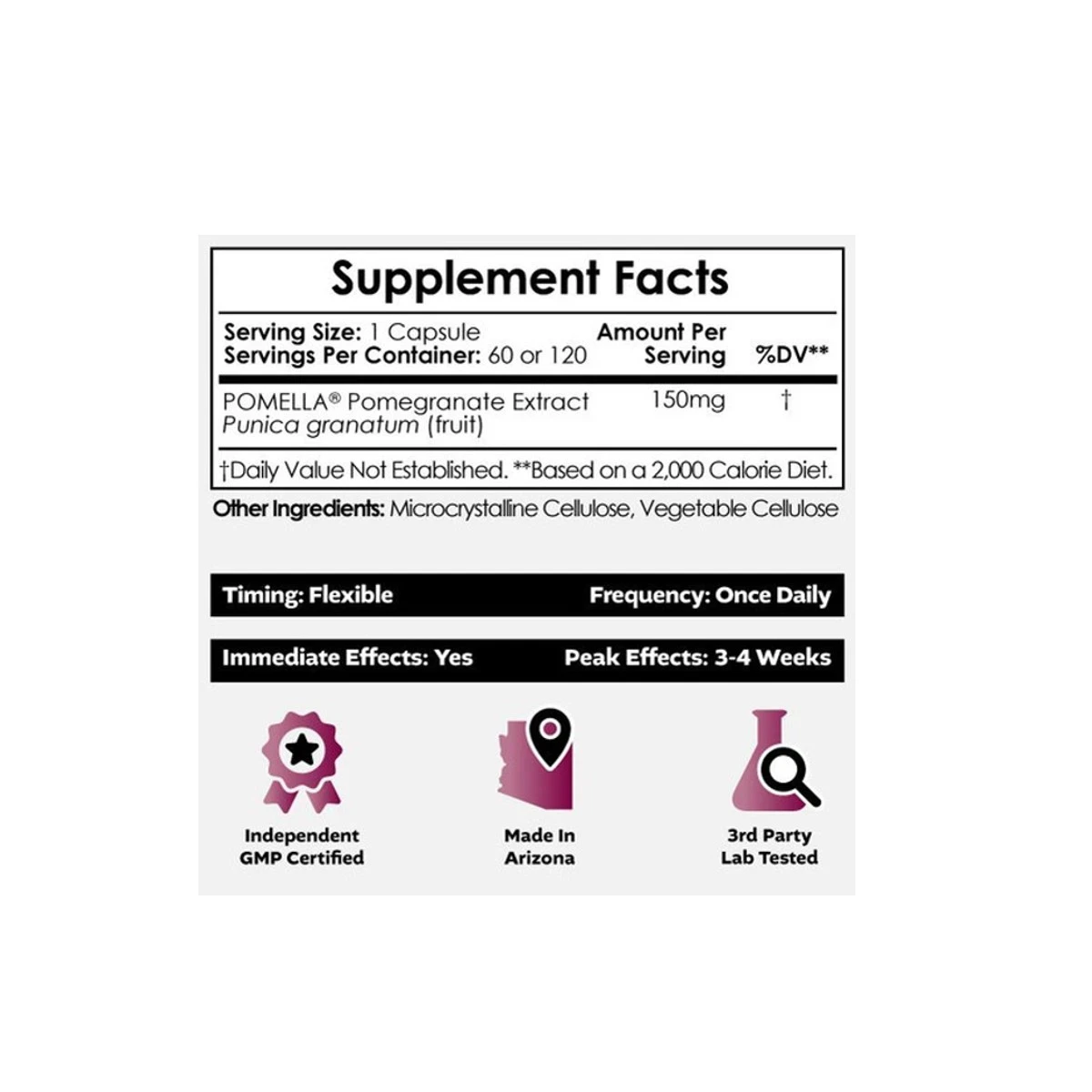 Nootropics Depot Pomella Natural Pomegranate Extract 150mg 120 Capsules ingredients