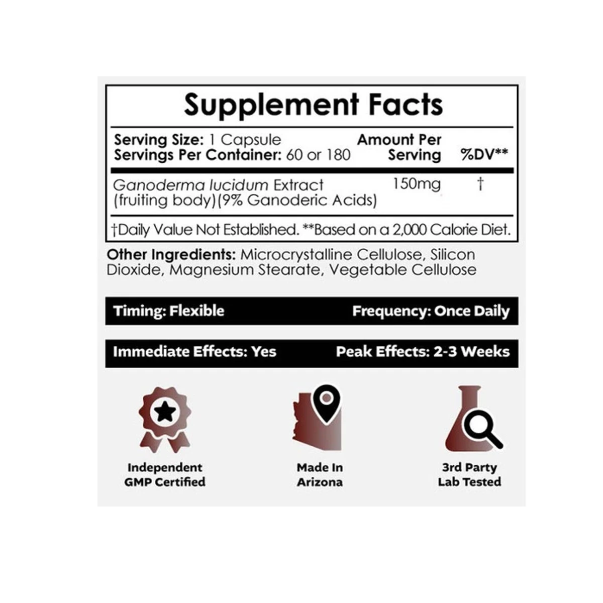 Nootropics Depot Red Reishi Ultra Concentrated Extract 150mg 60 Capsules ingredients