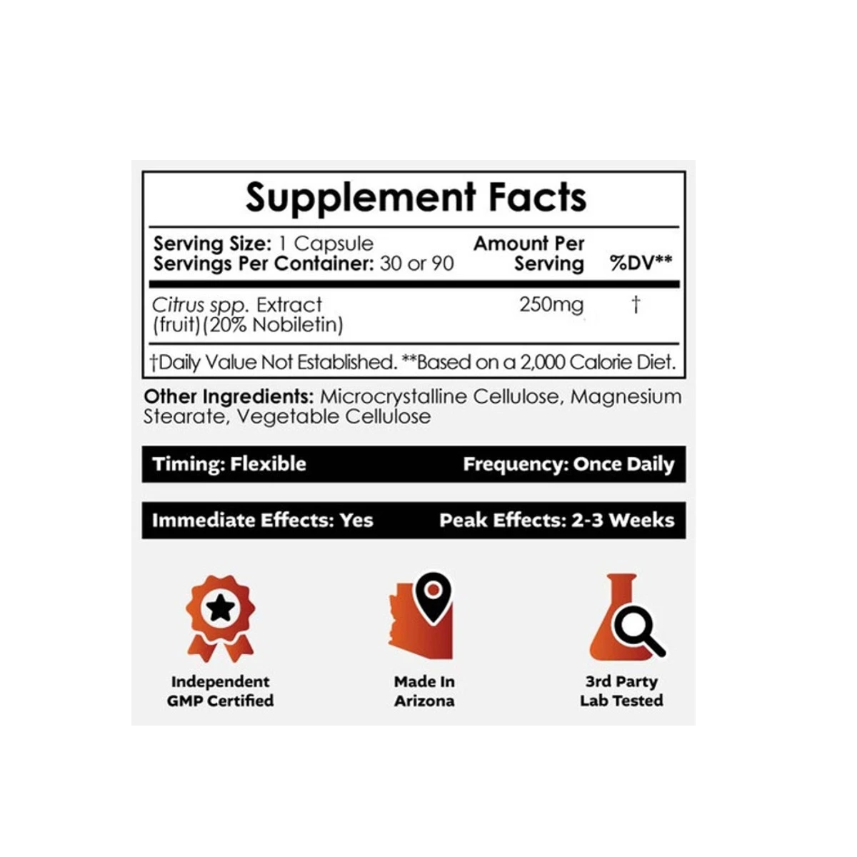 Nootropics Depot Nobiletin 25mg 90ct Capsules ingredients