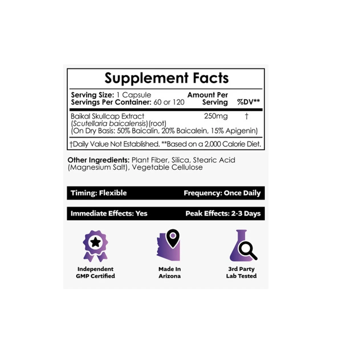 Nootropics Depot Baikal Skullcap 250mg 60 Capsules ingredients