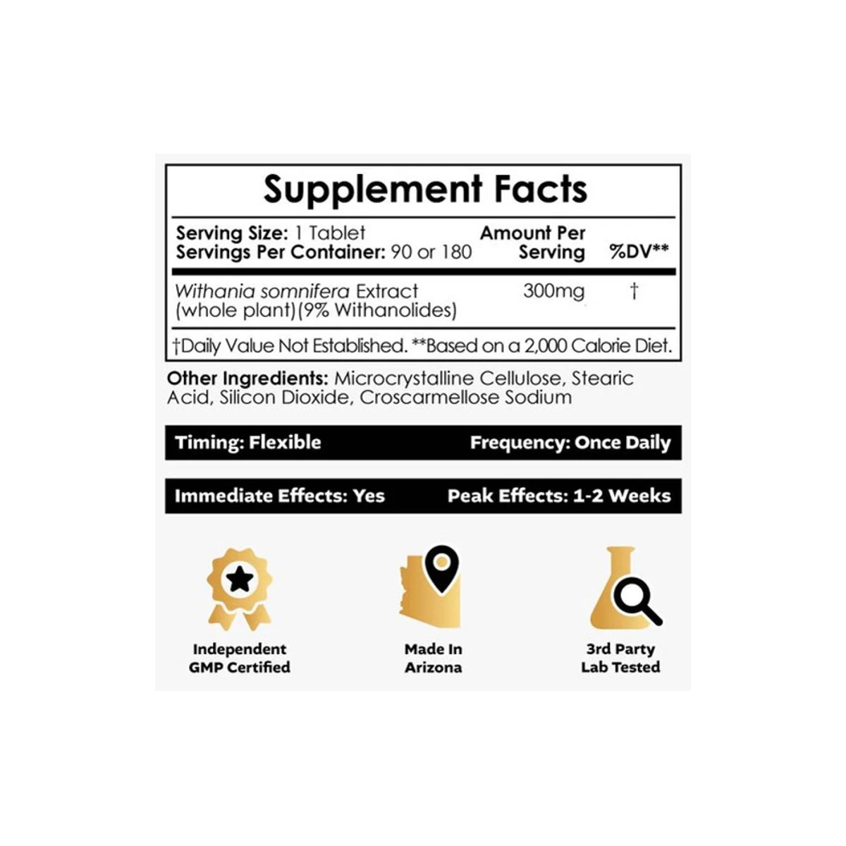 Nootropics Depot Ashwagandha 300mg Tablets ingredients
