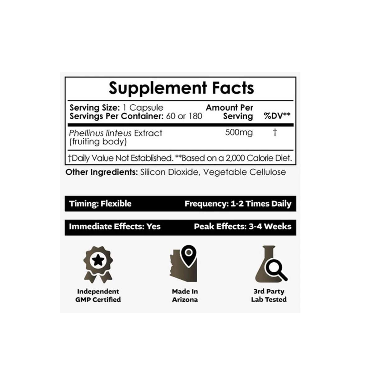 Nootropics Depot Black Hoof 500mg 60Oct Capsules ingredients