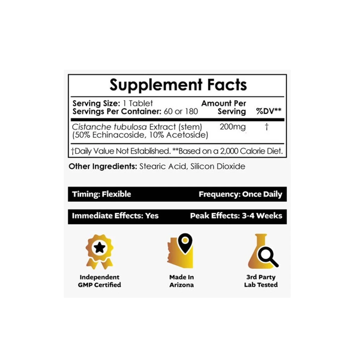 Nootropics Depot Cistanche Tubulosa 200mg 180 Tablets ingredients