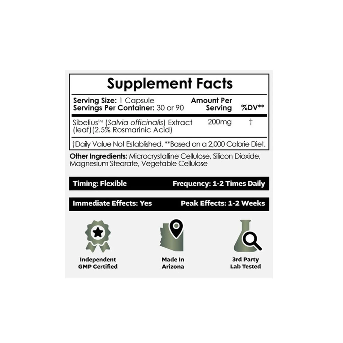 Nootropics Depot Sibelius™ Sage 200mg 90 Capsules ingredients