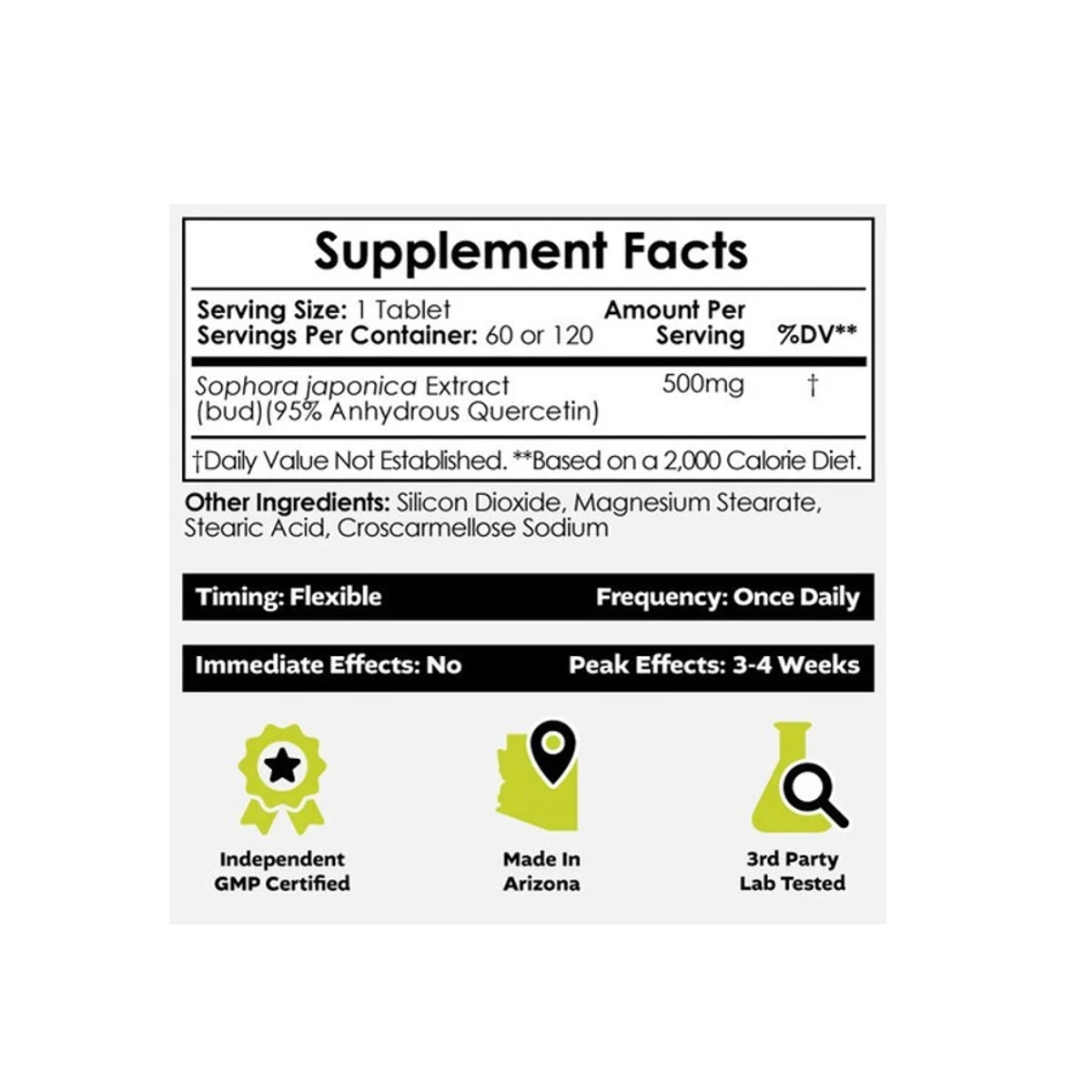 Nootropics Depot Quercetin 500mg 365 Tablets ingredients