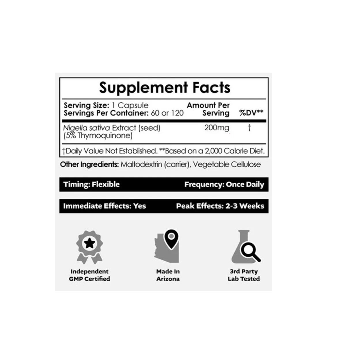Nootropics Depot Nigella sativa 200mg 60 Capsules ingredients