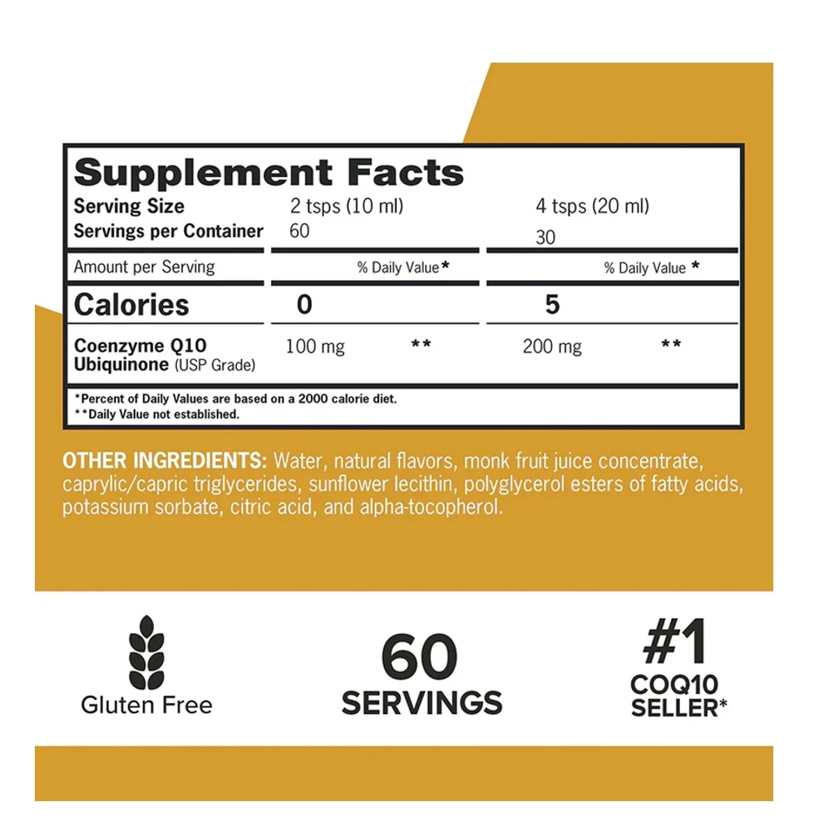 Qunol Liquid CoQ10 Orange Pineapple Flavor 100mg 60 Serving ingredients