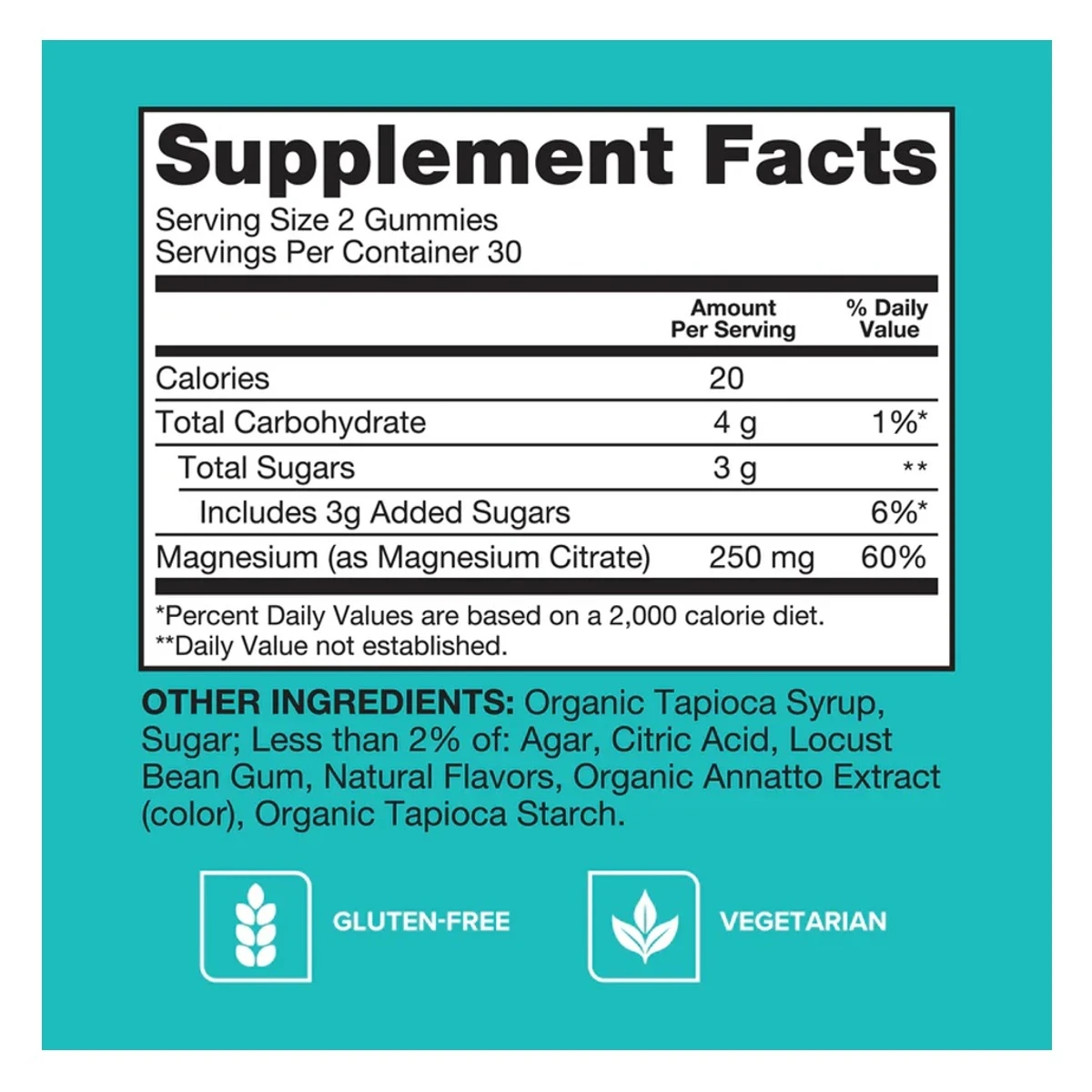Qunol Magnesium Citrate Gummies 250 mg ingredients