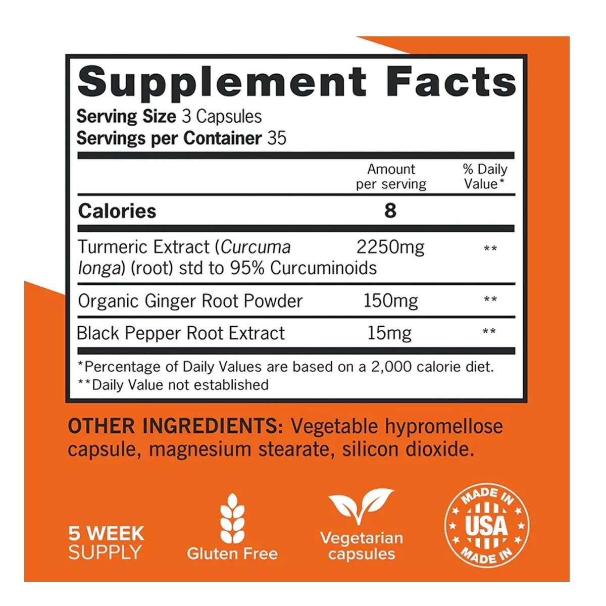 Qunol Turmeric + Ginger Capsules 2400mg ingredients
