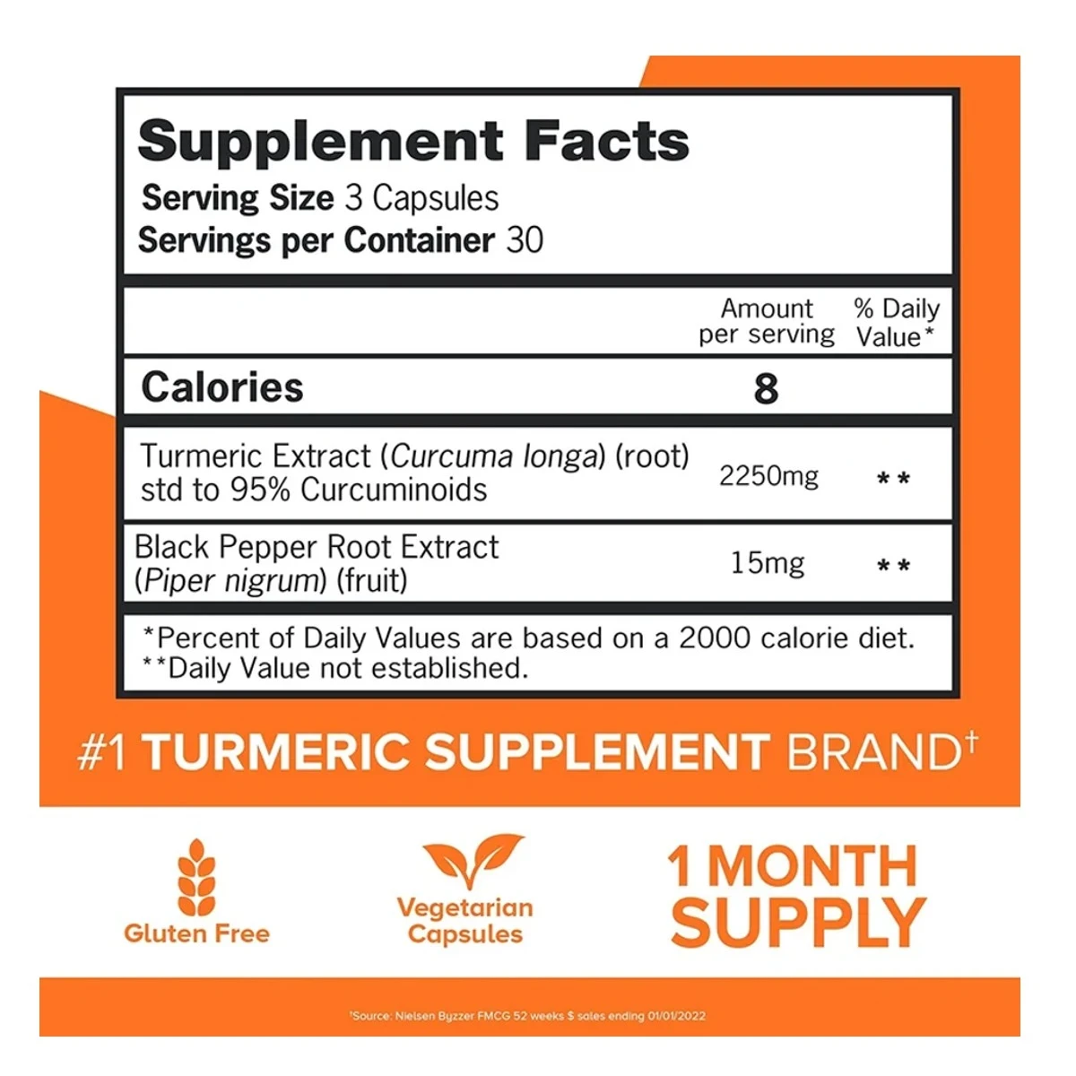Qunol Turmeric Curcumin with Black Pepper 2250 mg Capsules ingredients