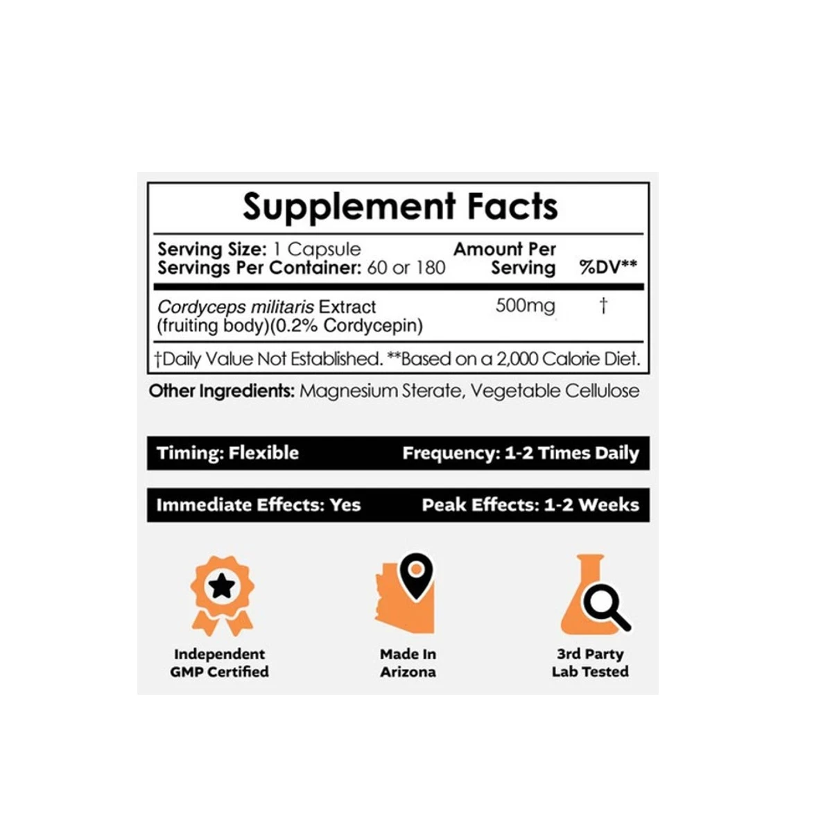 Nootropics Depot Cordyceps Mushroom 500mg Capsules ingredients