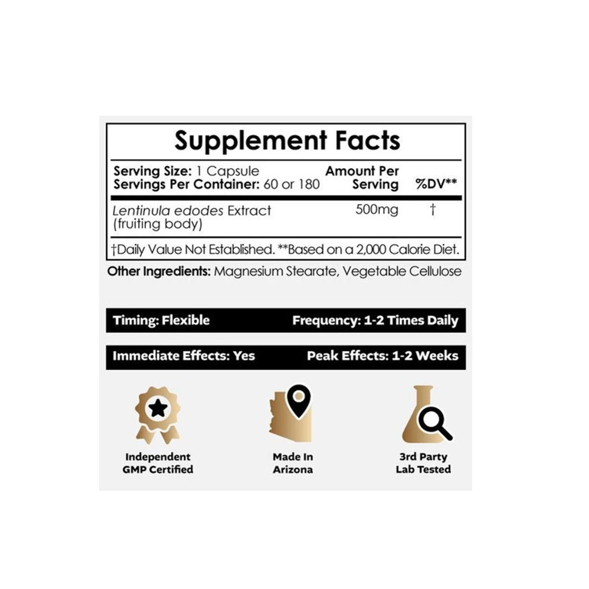 Nootropics Depot Shiitake Mushroom 500mg Capsules ingredients