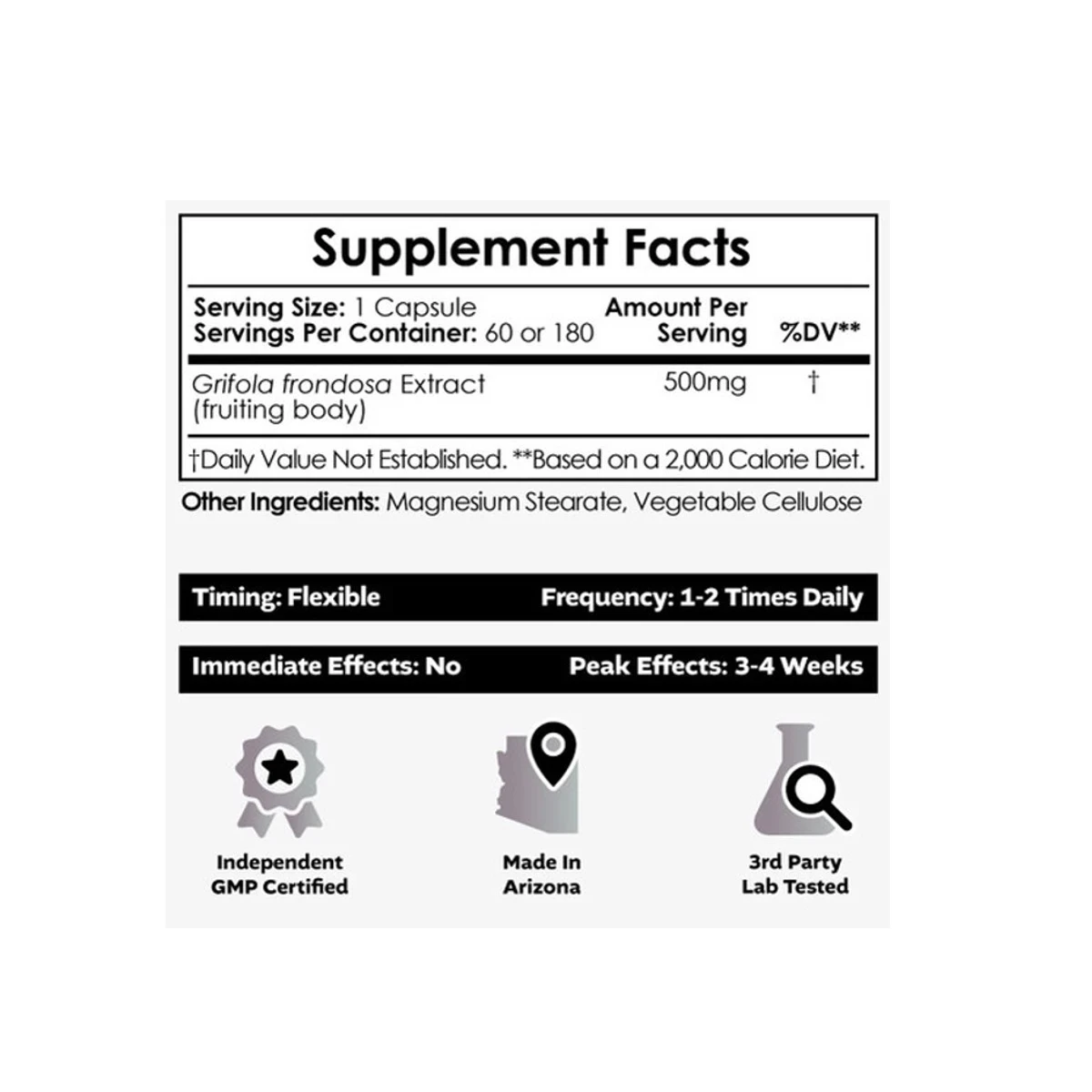 Nootropics Depot Maitake Mushroom 500mg Capsules ingredients