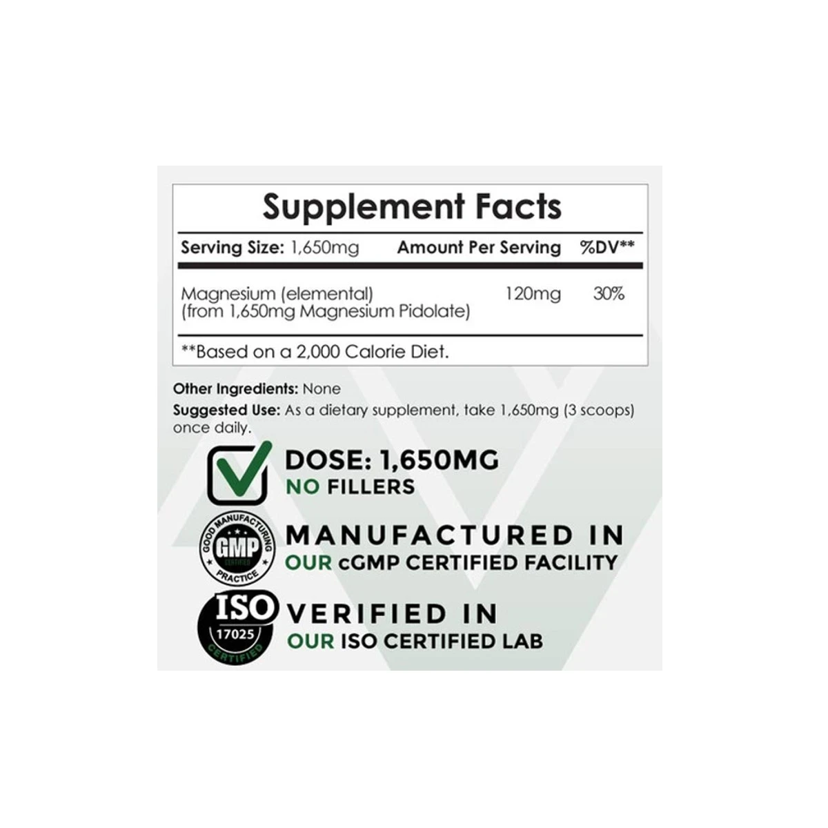 Nootropics Depot Magnesium Pidolate 200g Powder ingredients