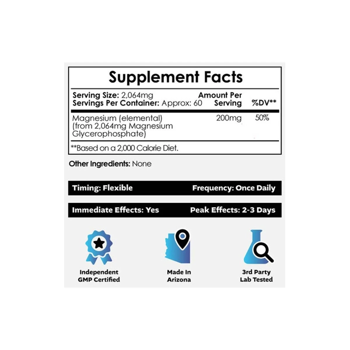 Nootropics Depot Magnesium Glycerophosphate 125g Powder ingredients