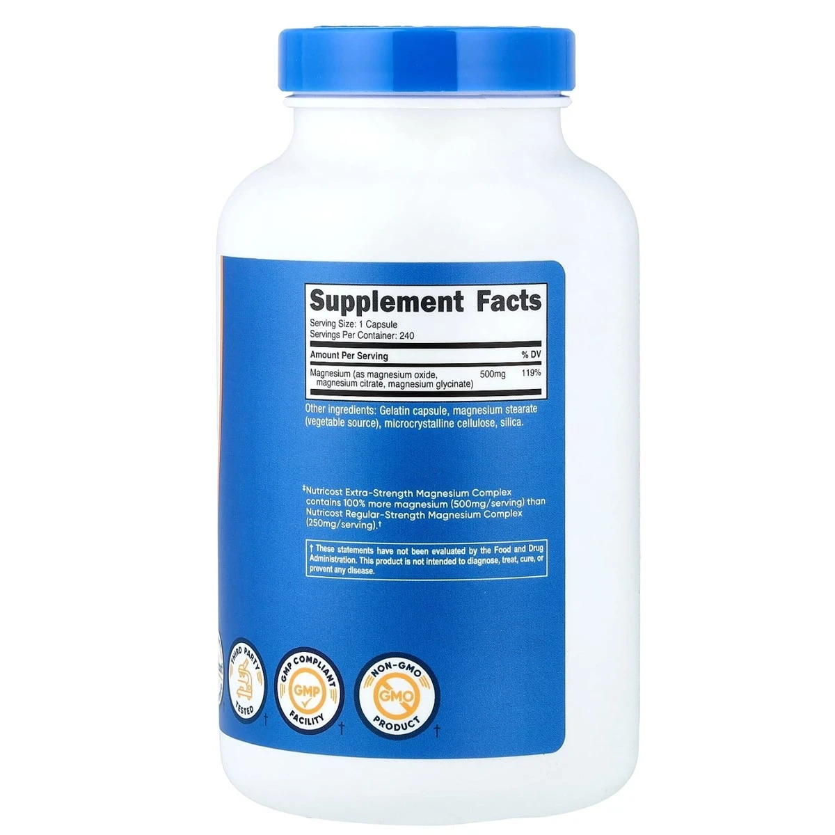 Nutricost Magnesium Complex 500mg Per Magnesium 240 Capsules ingredients