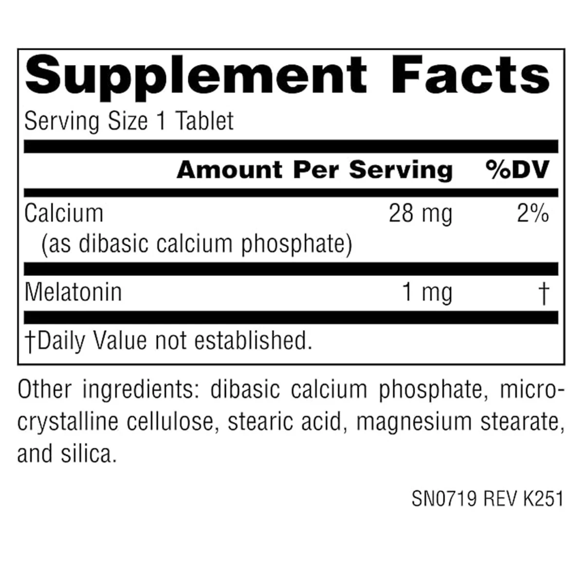 Source Naturals Sleep Science NightRest With Melatonin 200 Tablets ingredients