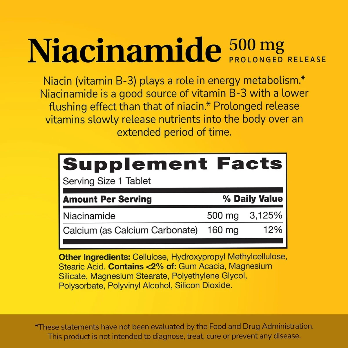 21st Century Niacinamide Prolonged 500mg Release 110 Tablets ingredients